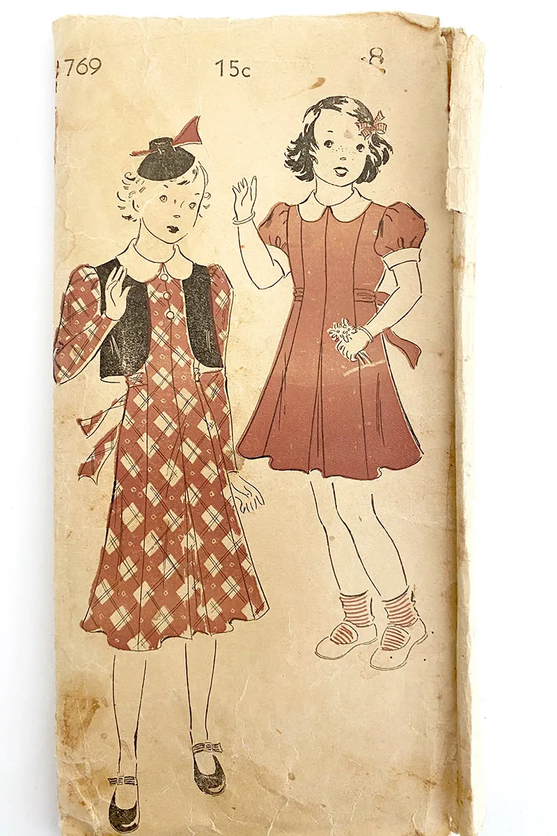 1930s Vintage New York Pattern 769 Dress & Sleeveless Bolero Jacket