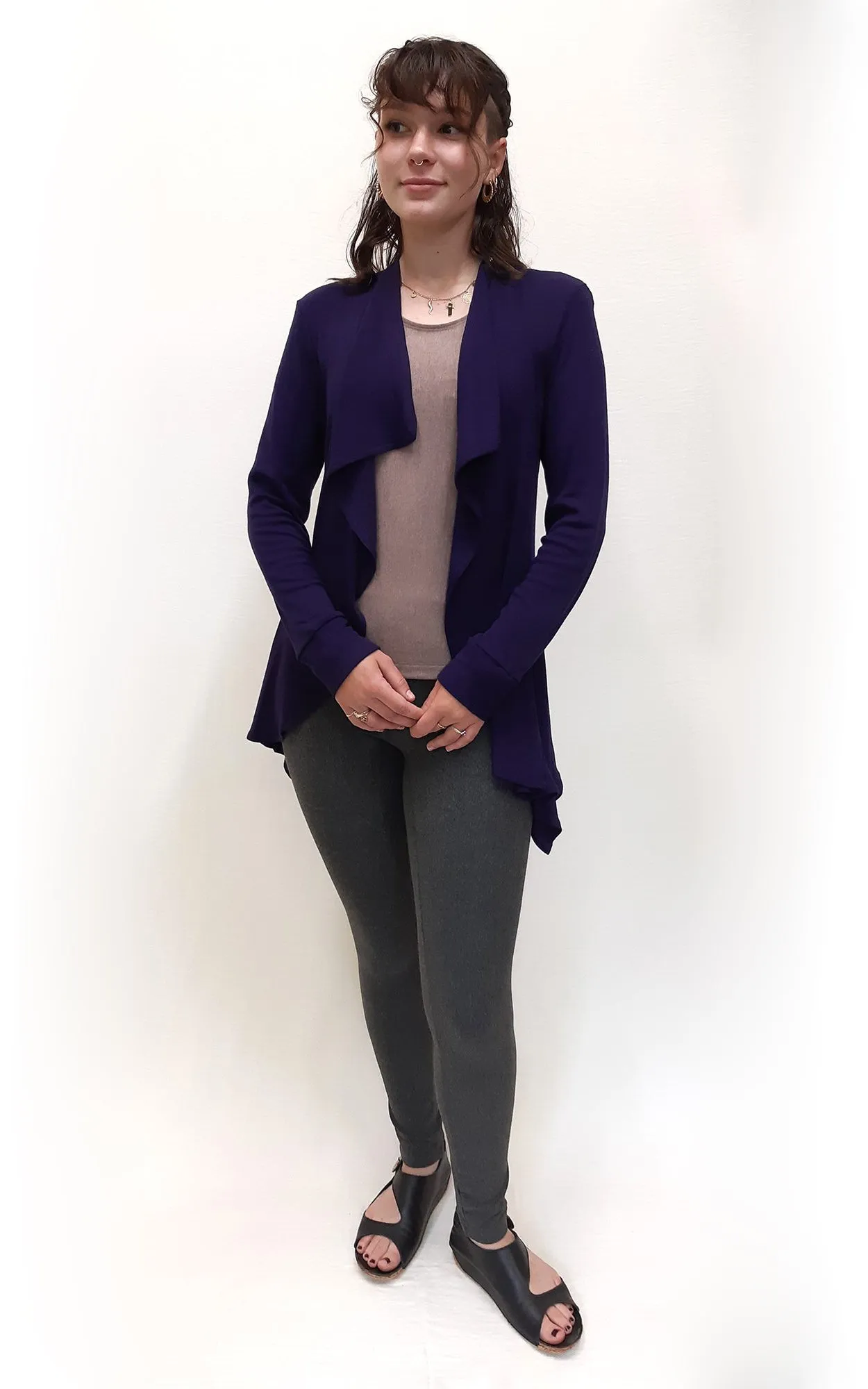Bamboo Merino Panel Cardigan Deep Purple S,M,L only