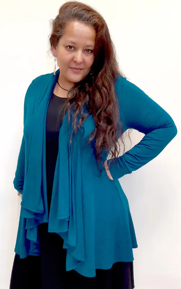 Bamboo Merino Princess Wrap Cardigan Moroccan/Black