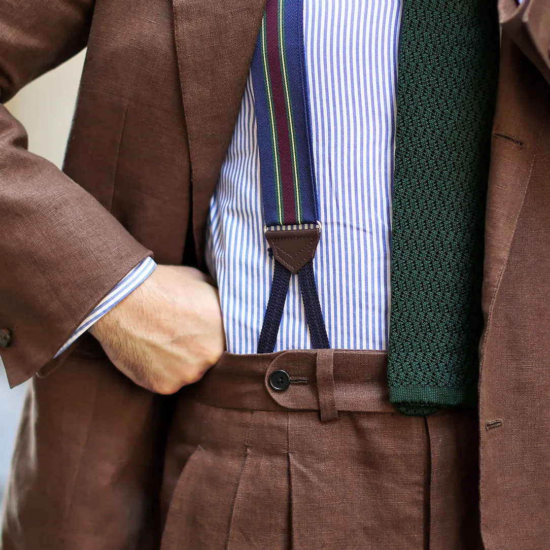 Barathea Braces - Navy / Burgundy / Green / Yellow