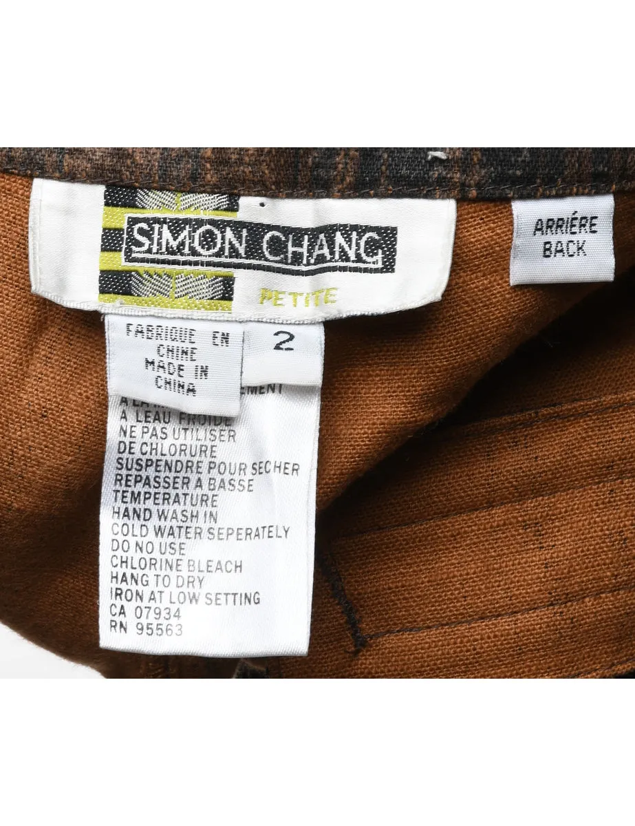 Black & Brown Floral Print Y2K Flared Trousers - W28 L31