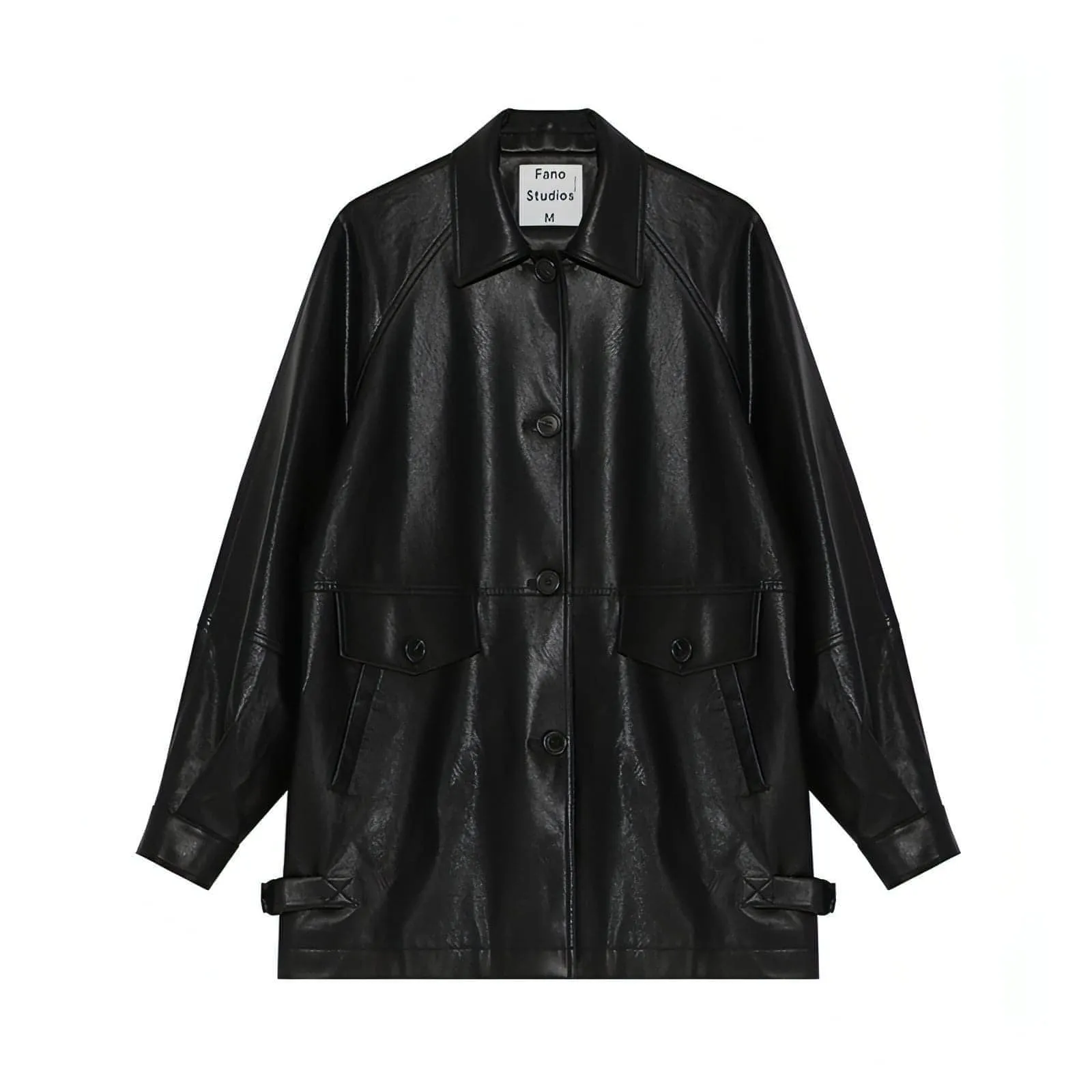 Black Retro-Style Eco-Friendly Pu Leather Moto Jacket