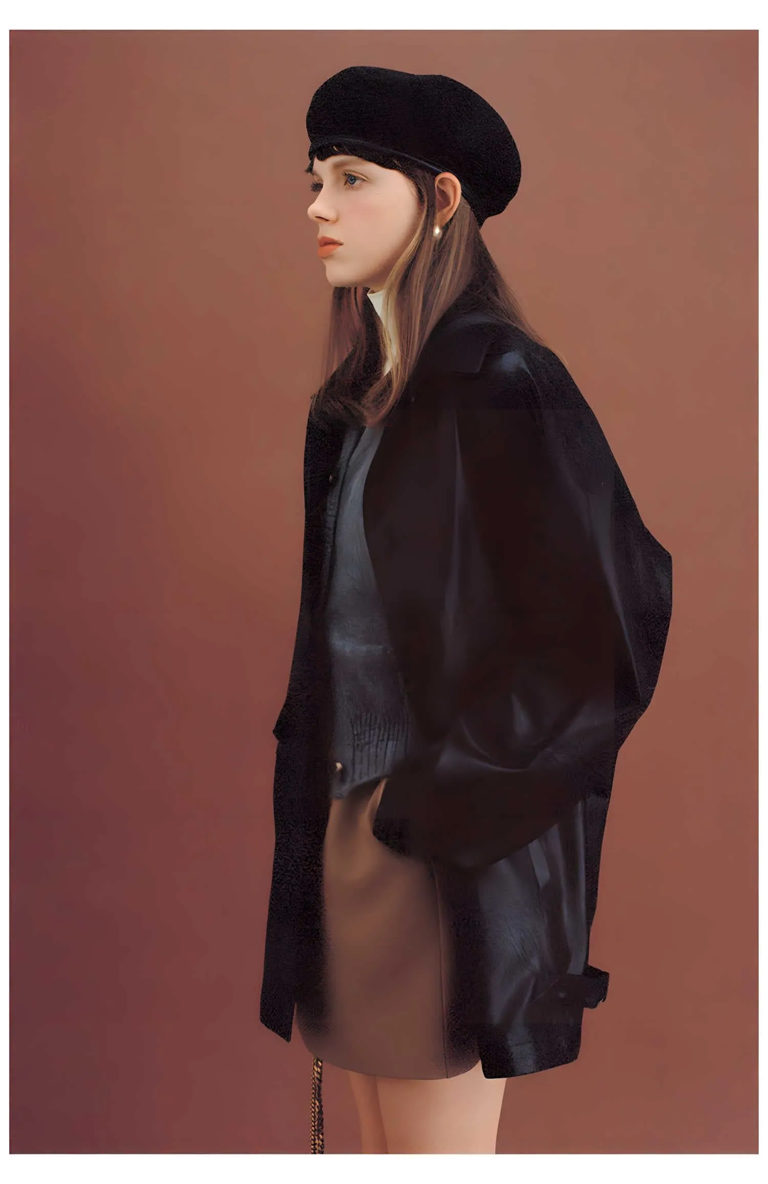 Black Retro-Style Eco-Friendly Pu Leather Moto Jacket
