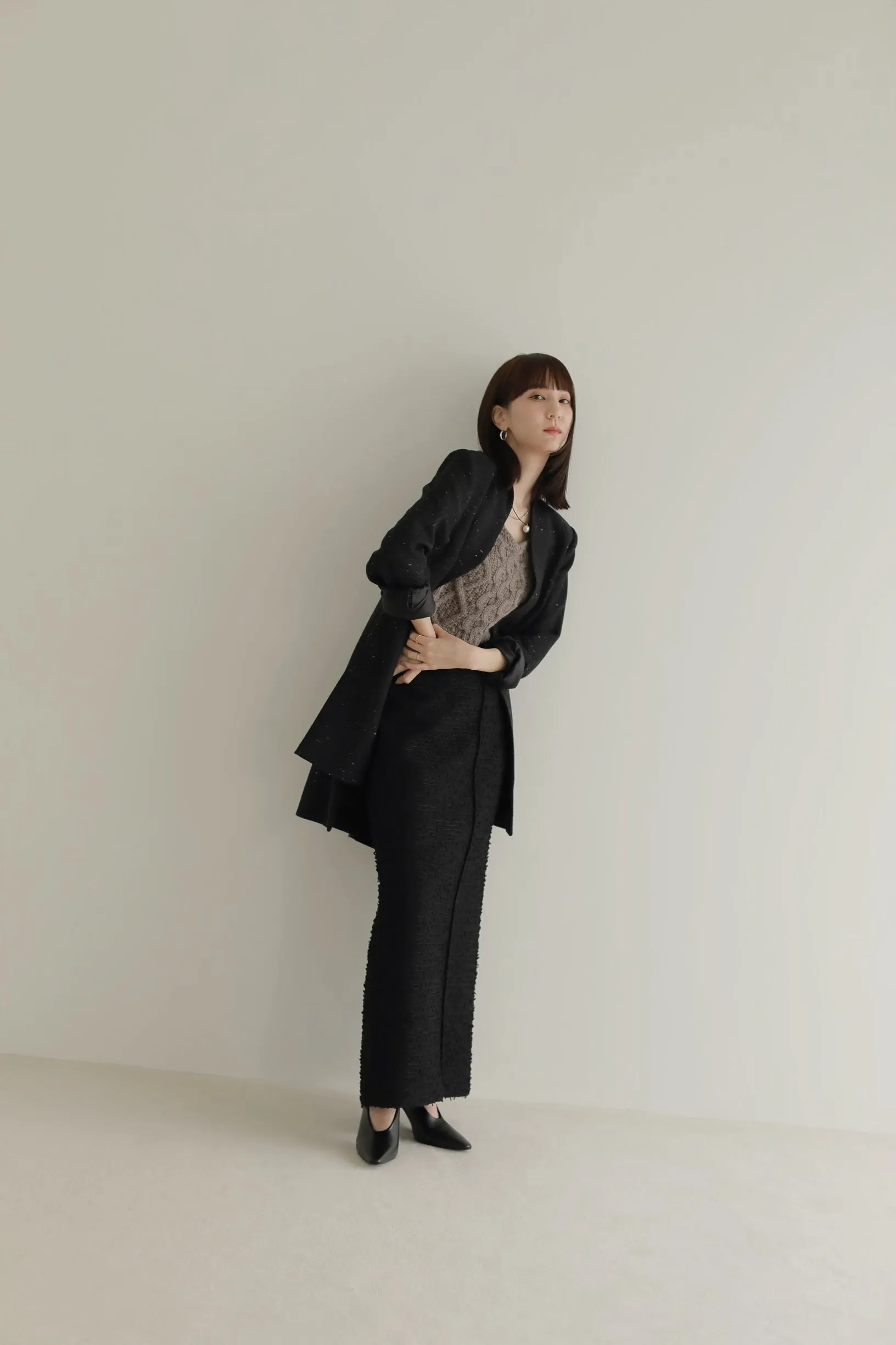 bonding tweed pencil skirt
