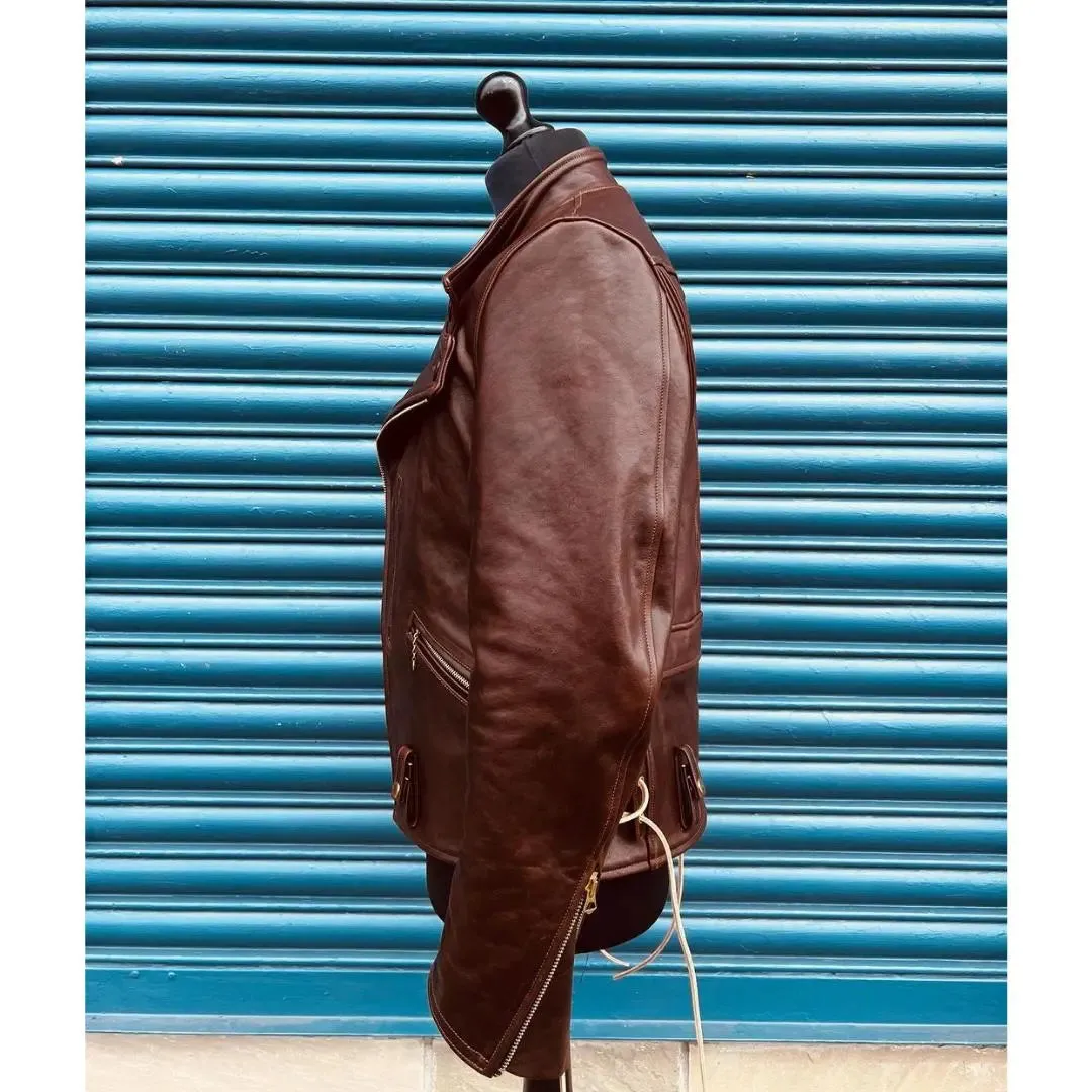 Brown Back Laces Leather Jacket