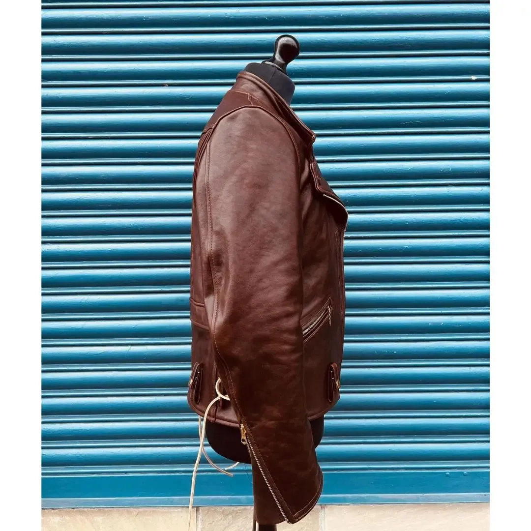 Brown Back Laces Leather Jacket