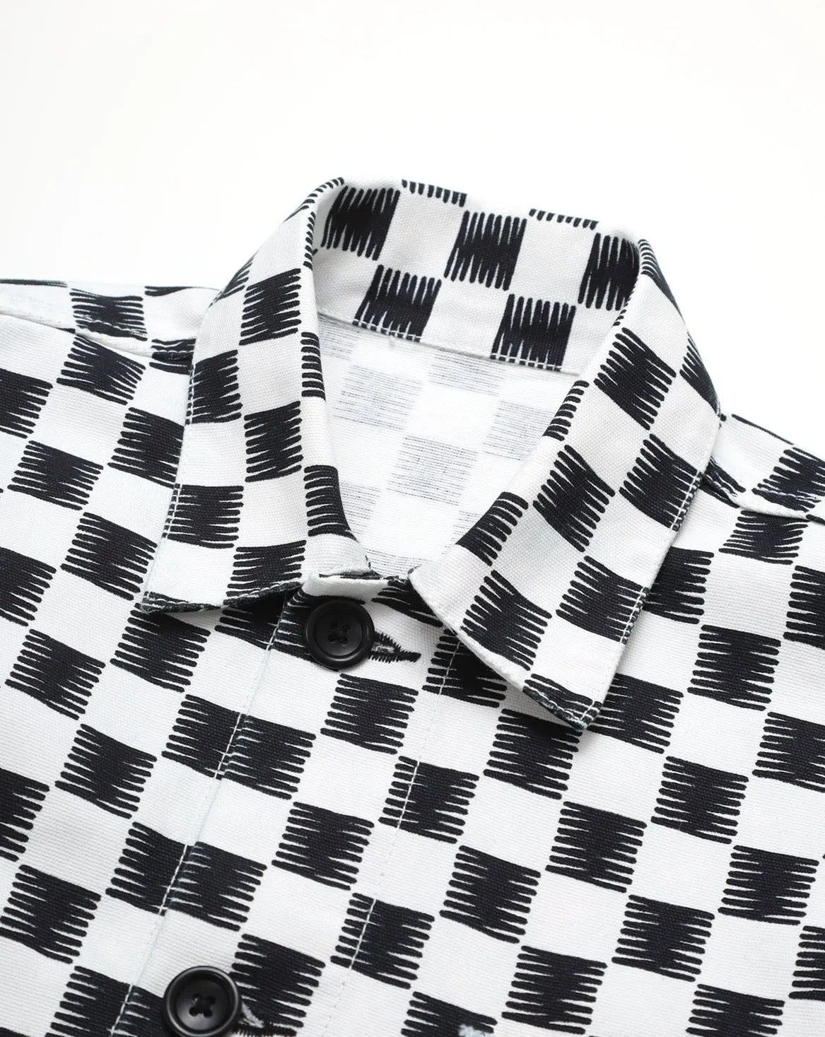 Canvas Coverall Jacket in B/W Checker