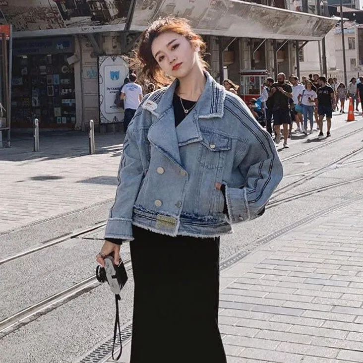 Denim Jacket With Distressed Look