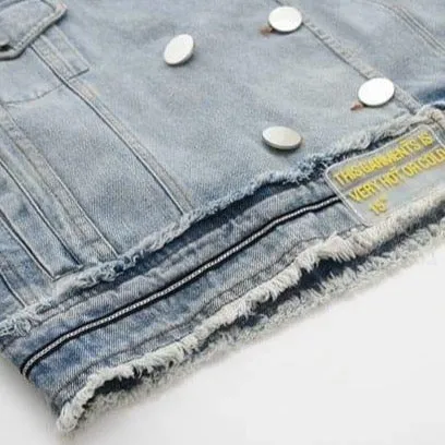 Denim Jacket With Distressed Look