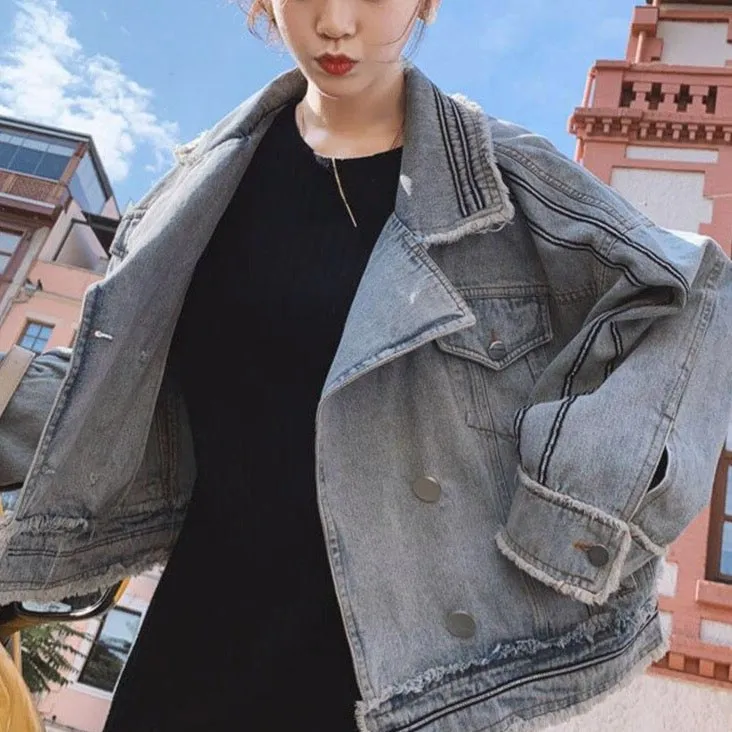 Denim Jacket With Distressed Look