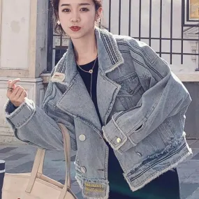 Denim Jacket With Distressed Look