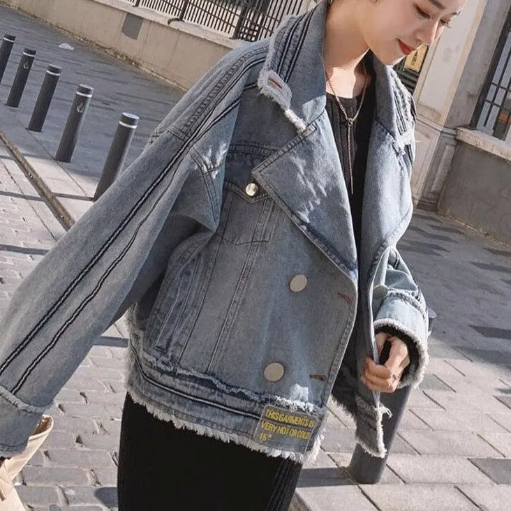 Denim Jacket With Distressed Look