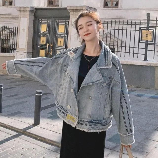 Denim Jacket With Distressed Look