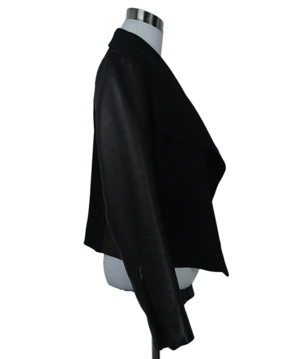 DVF Black Blazer w/ Leather Sleeves sz 6