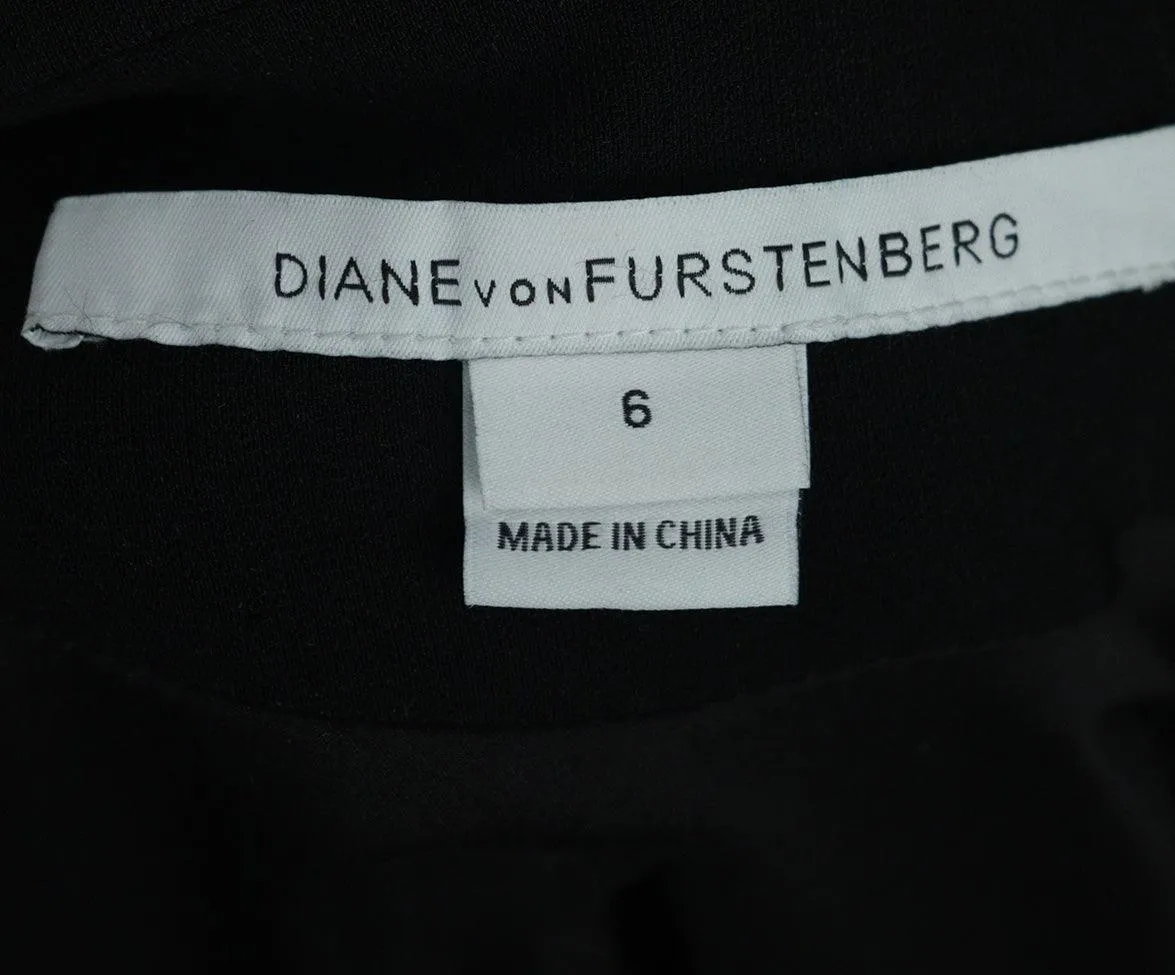 DVF Black Blazer w/ Leather Sleeves sz 6
