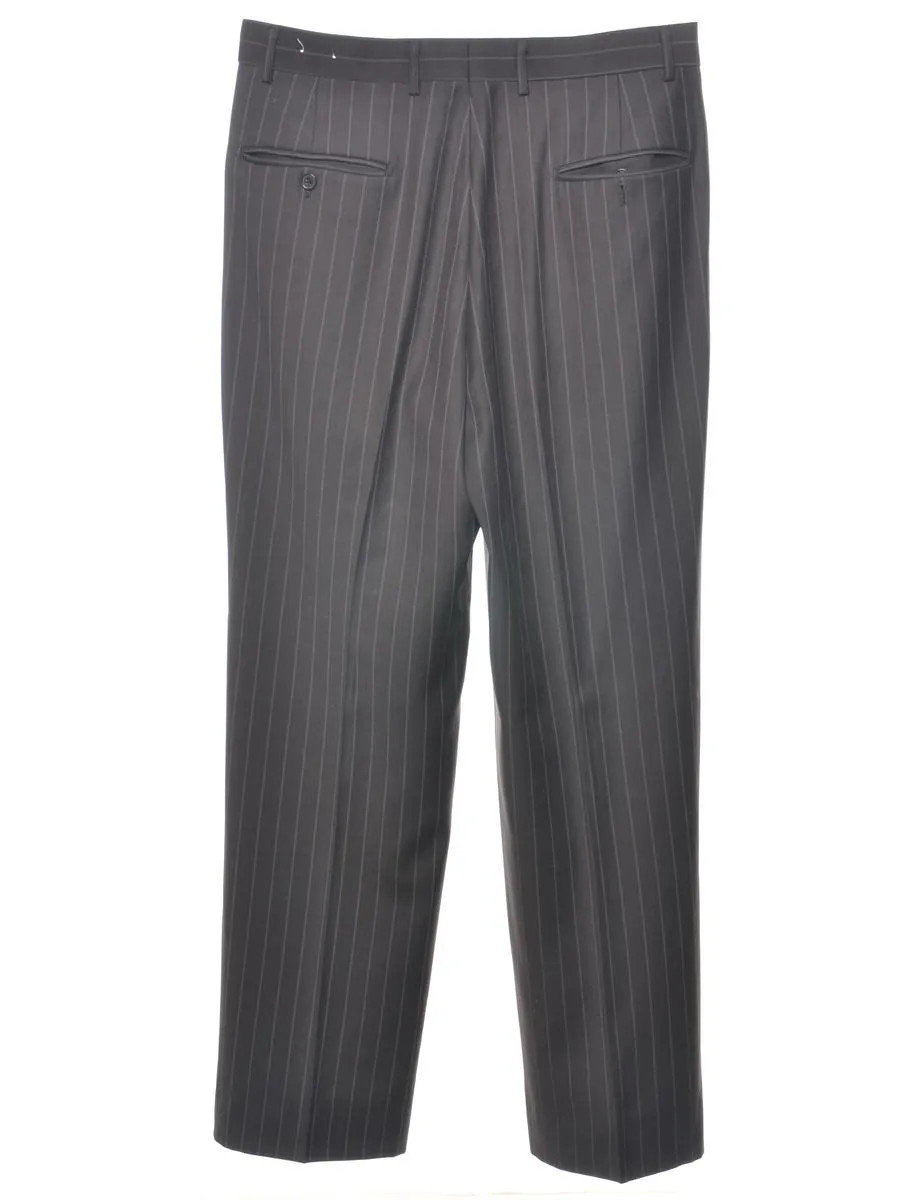 Eddie Domani Black Pinstriped Suit Trousers - W34 L32