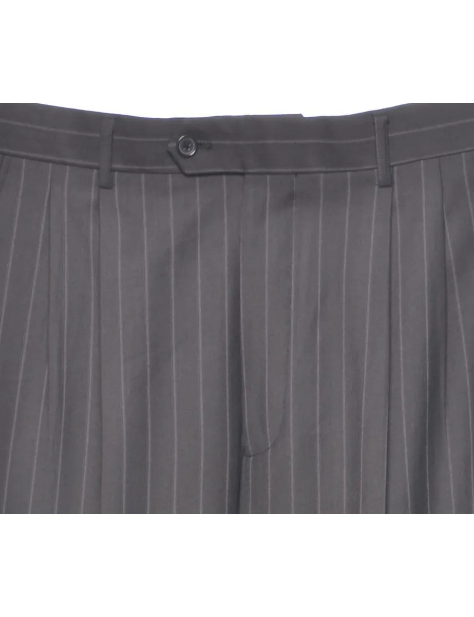 Eddie Domani Black Pinstriped Suit Trousers - W34 L32