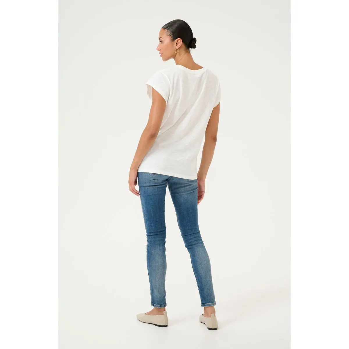 Flori Biana T-shirt White w. Rose Floral