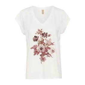 Flori Biana T-shirt White w. Rose Floral