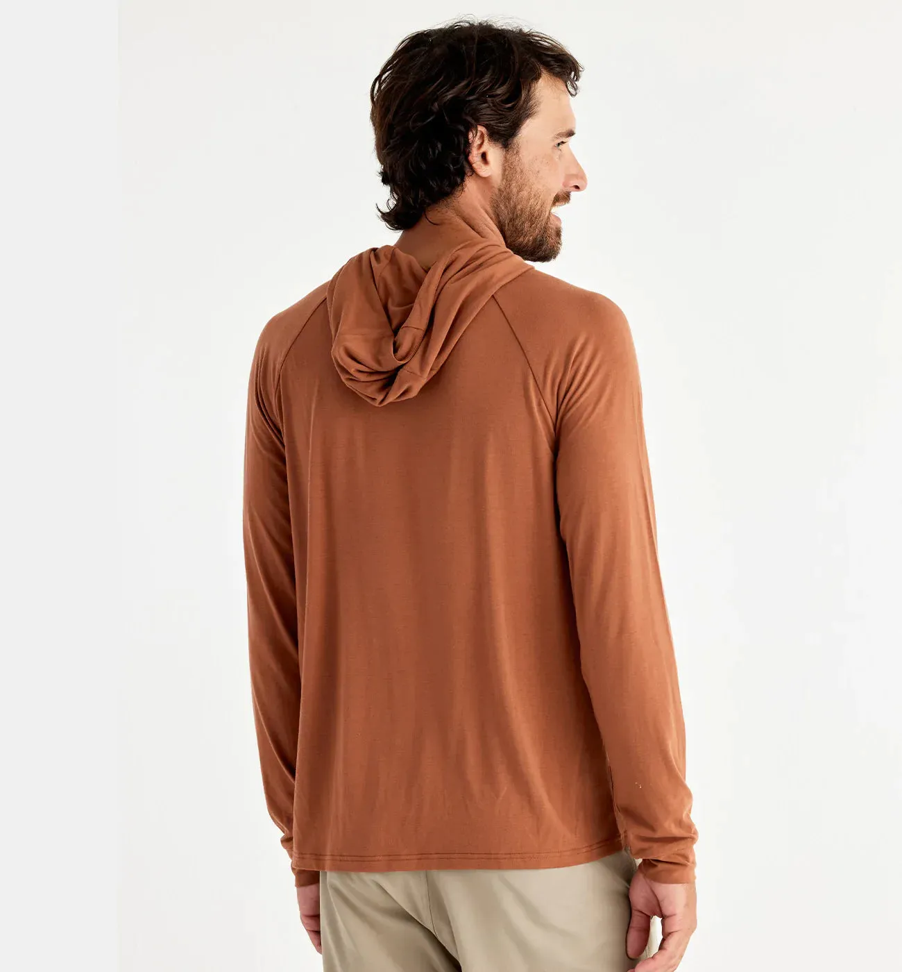 Free Fly Men's Bamboo Flex Hoodie in Desert Sand Red