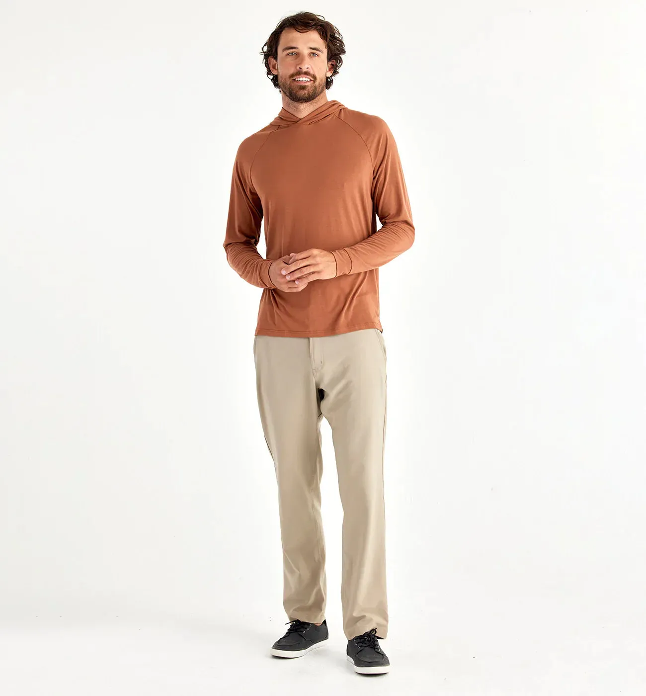 Free Fly Men's Bamboo Flex Hoodie in Desert Sand Red