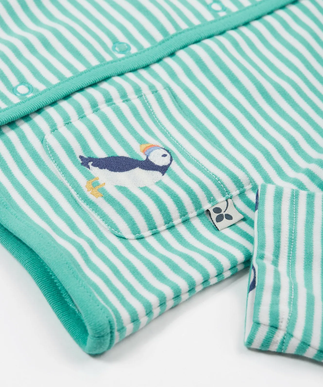 Frugi Adorable Babygrow Gift Set - Puffin Pals/Moss Stripe