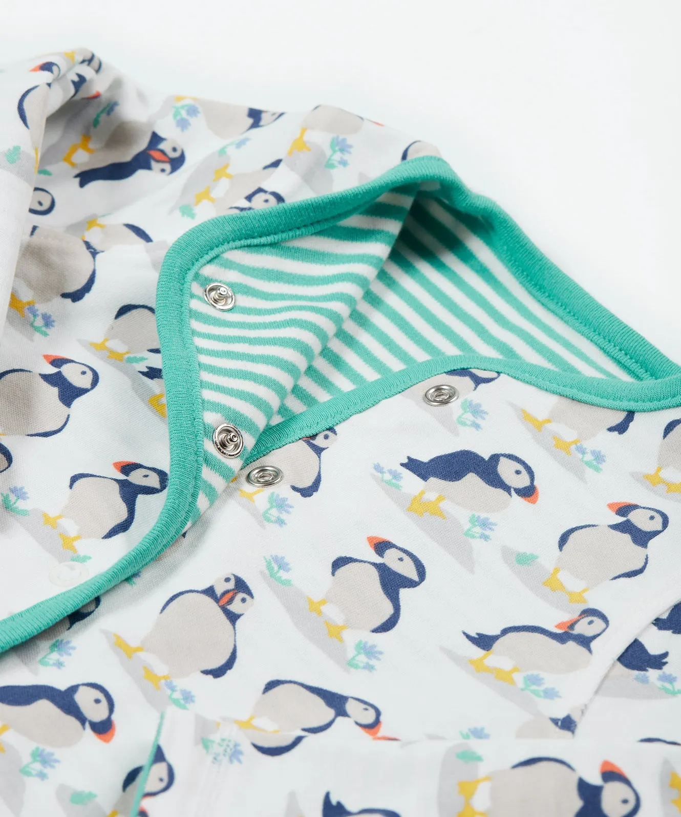 Frugi Adorable Babygrow Gift Set - Puffin Pals/Moss Stripe