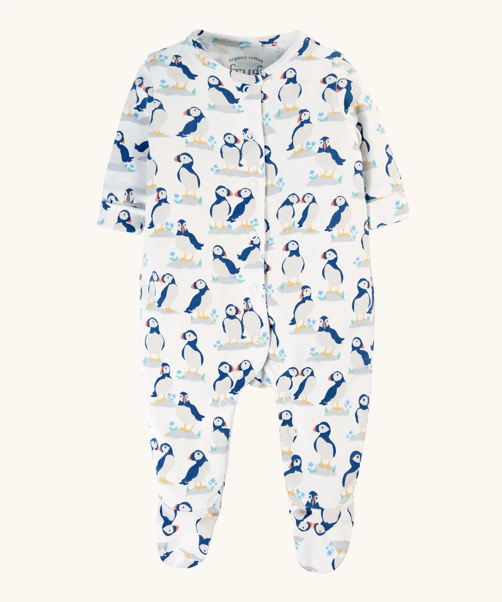 Frugi Adorable Babygrow Gift Set - Puffin Pals/Moss Stripe