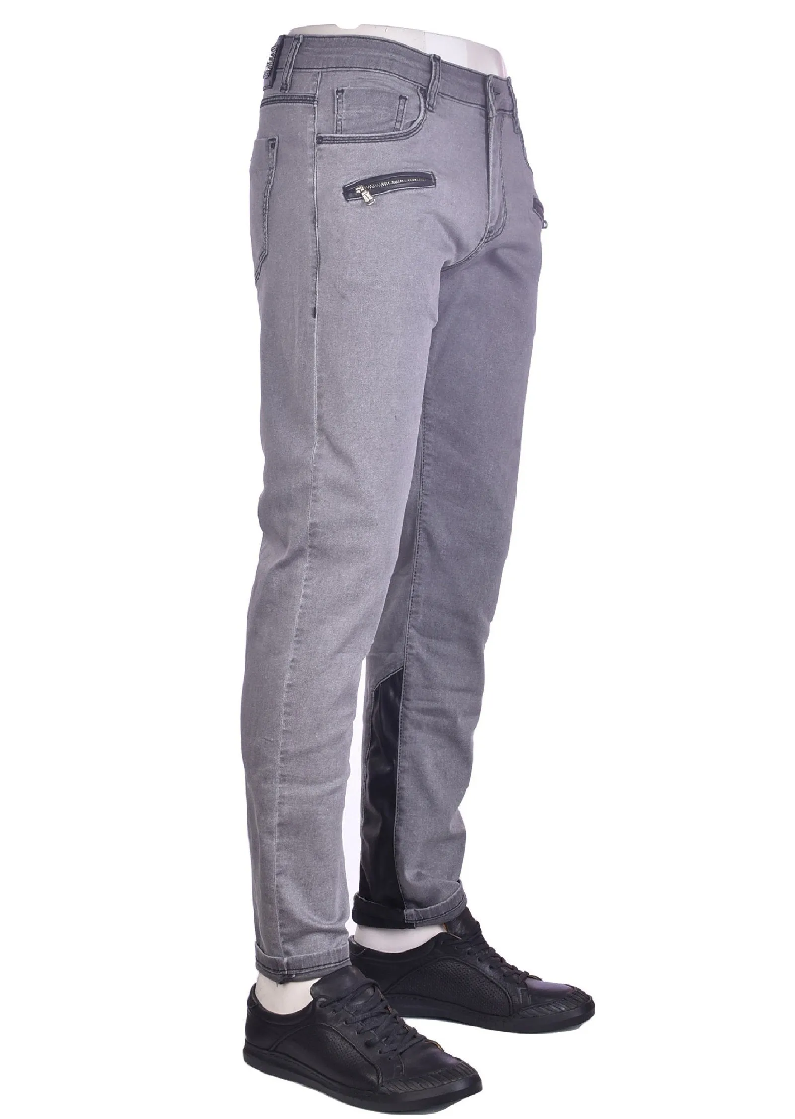 Gray "Two Zippered Pocket" Jeans