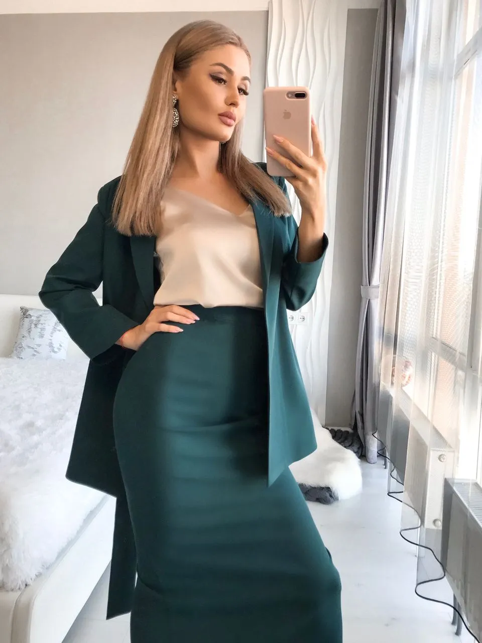 Green High Waist Pencil Skirt