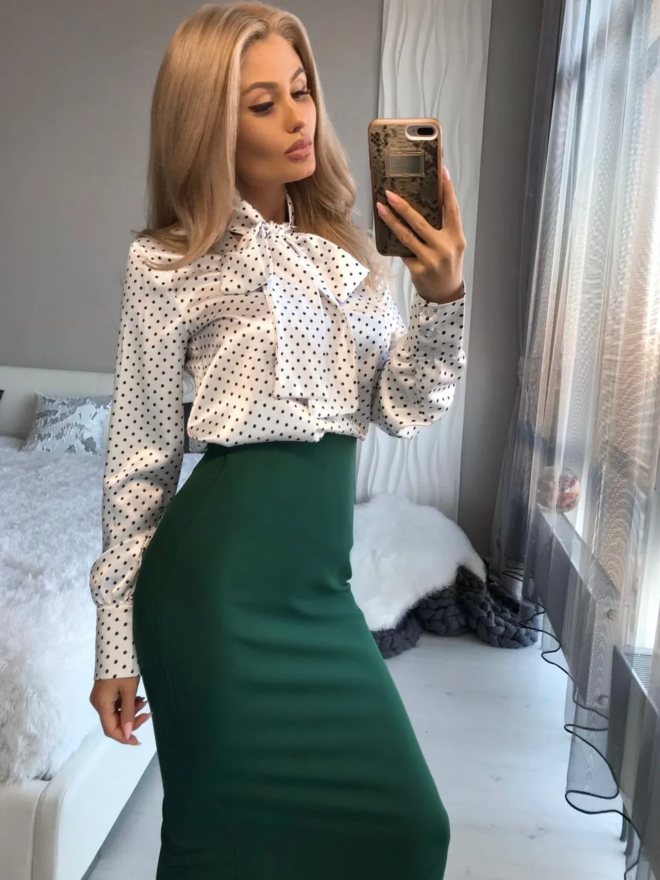 Green High Waist Pencil Skirt