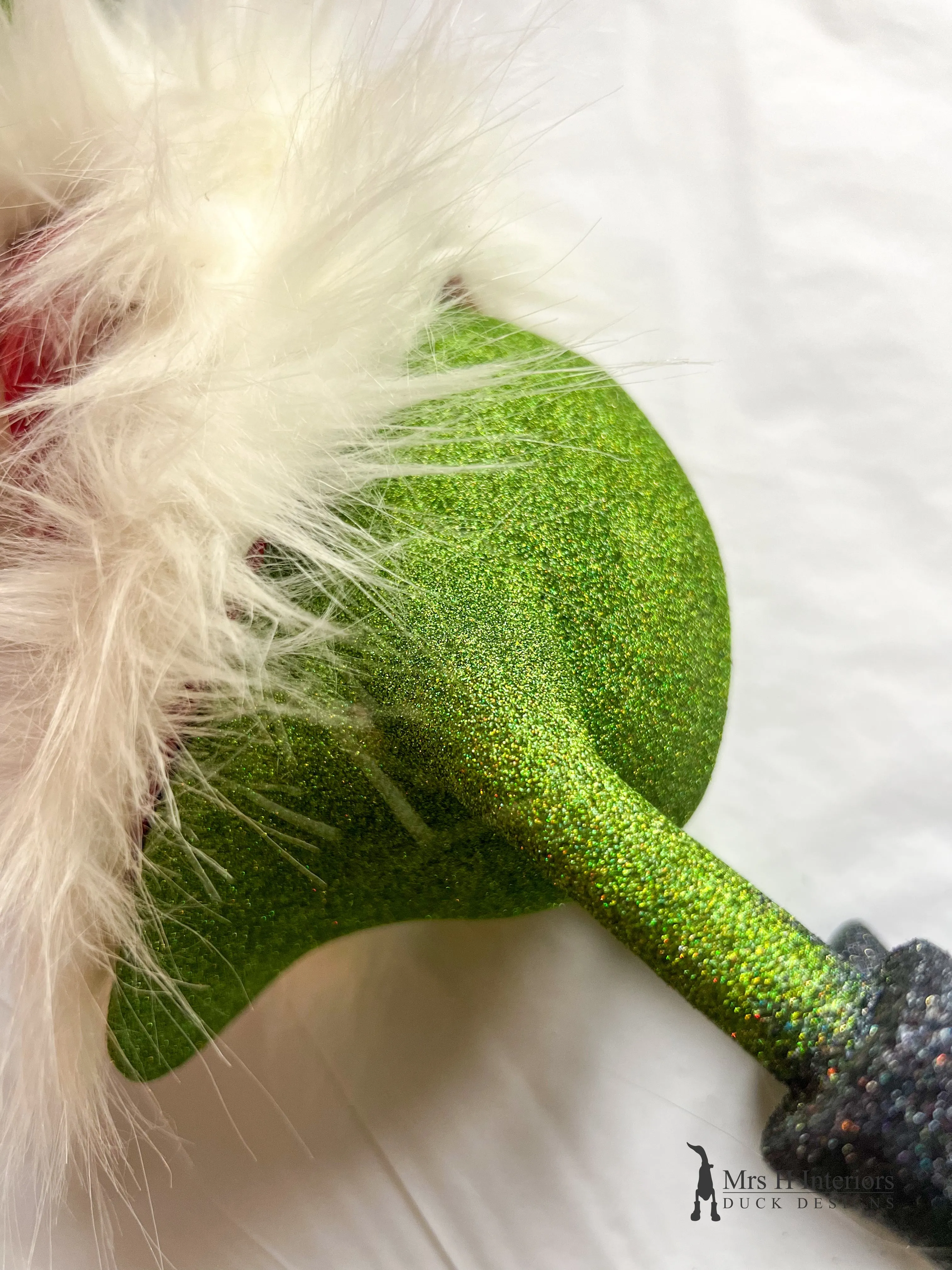 Grinch- Decorated Wooden Duck by Mrs H The Duck Lady