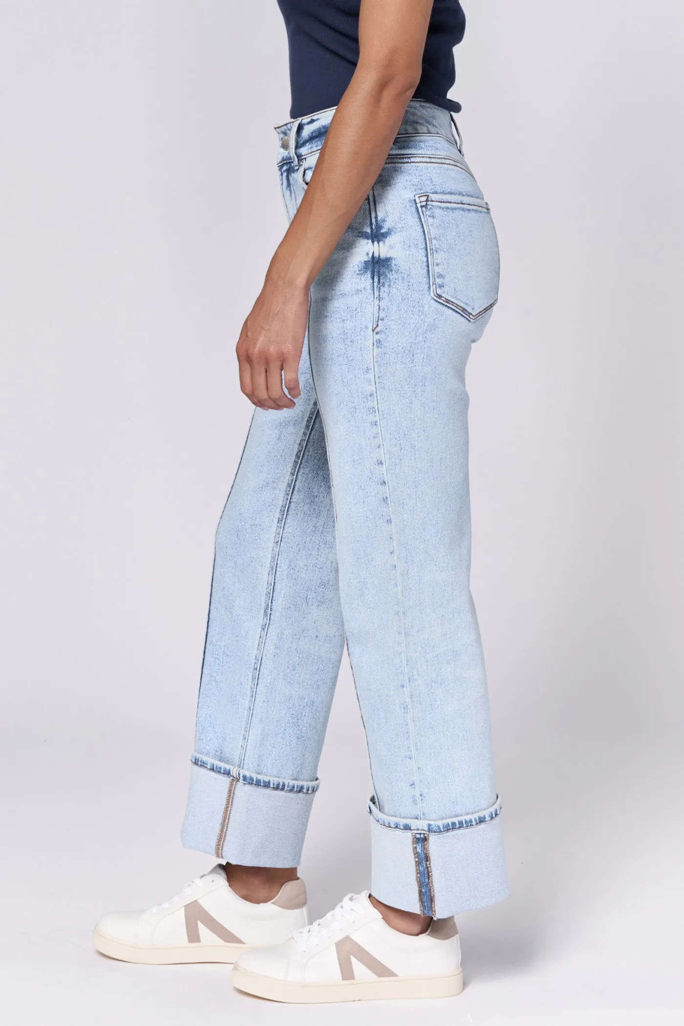 Holly High Rise Cuffed Jeans in Lake Shore
