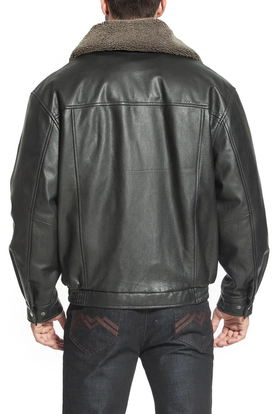 Landing Leathers Men's Heavy Duty Cowhide Leather Aviator Flight Bomber Jacket - Tall