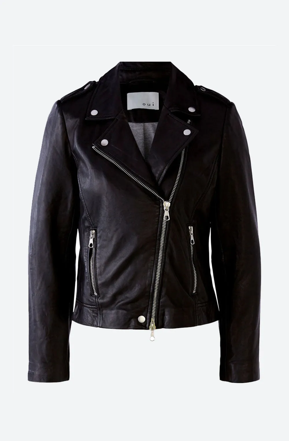 Leather Biker Jacket Made From Lamb Leather in Black