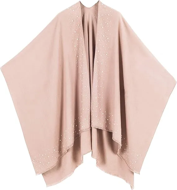 Light Gray Luxurious Knit Sweater Poncho Cardigan