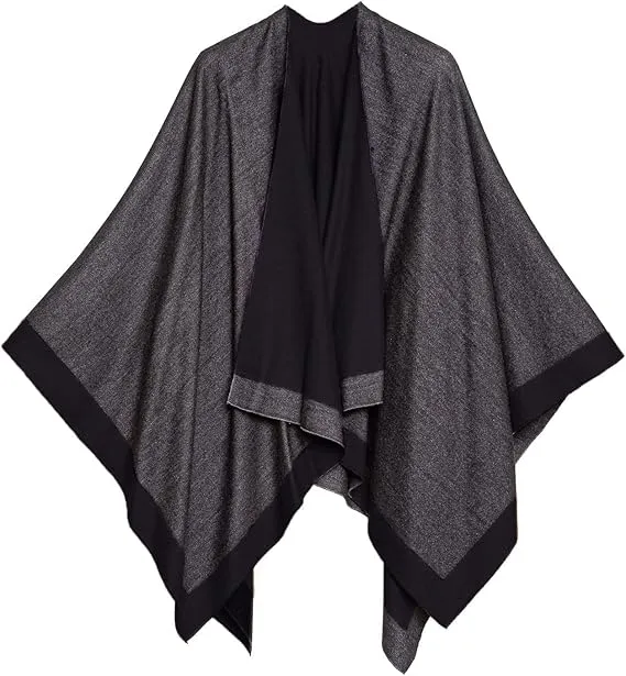 Light Gray Luxurious Knit Sweater Poncho Cardigan