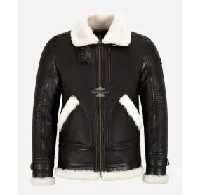 MAX B3 Shearling Jacket Men's White Fur Aviator Bomber Shearling Jacket