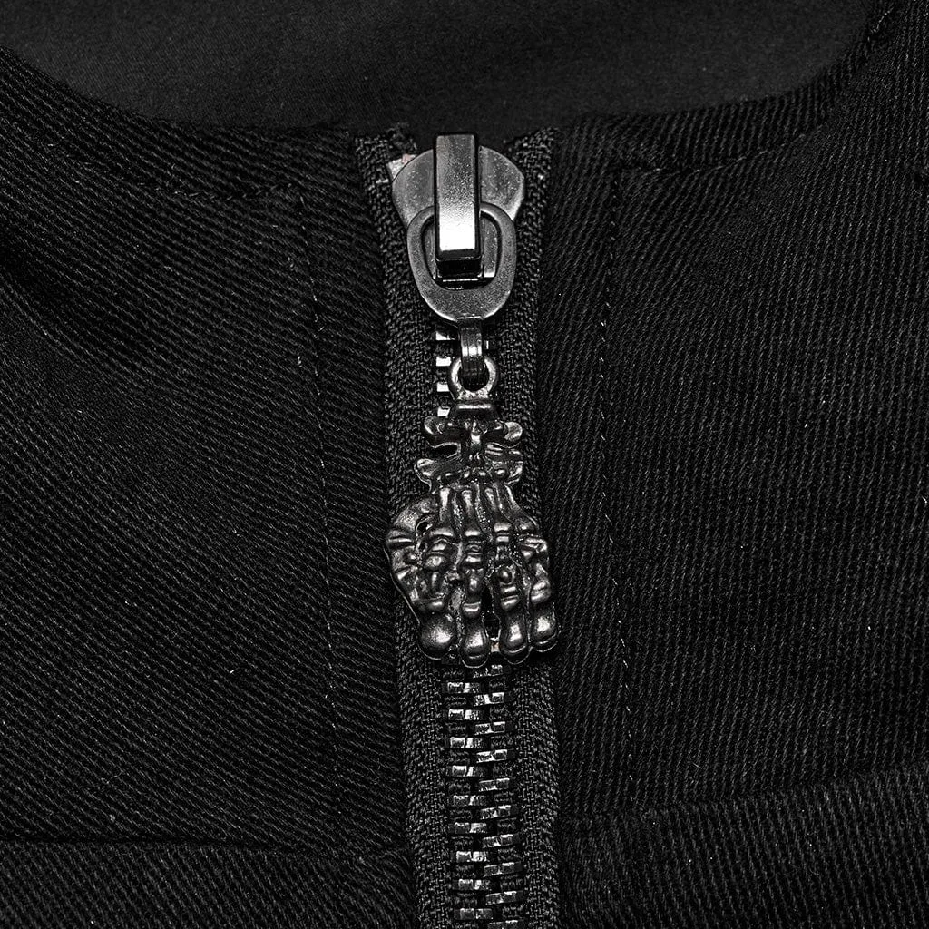 Men's Punk Stand Collar Cutout Jacket with Hood