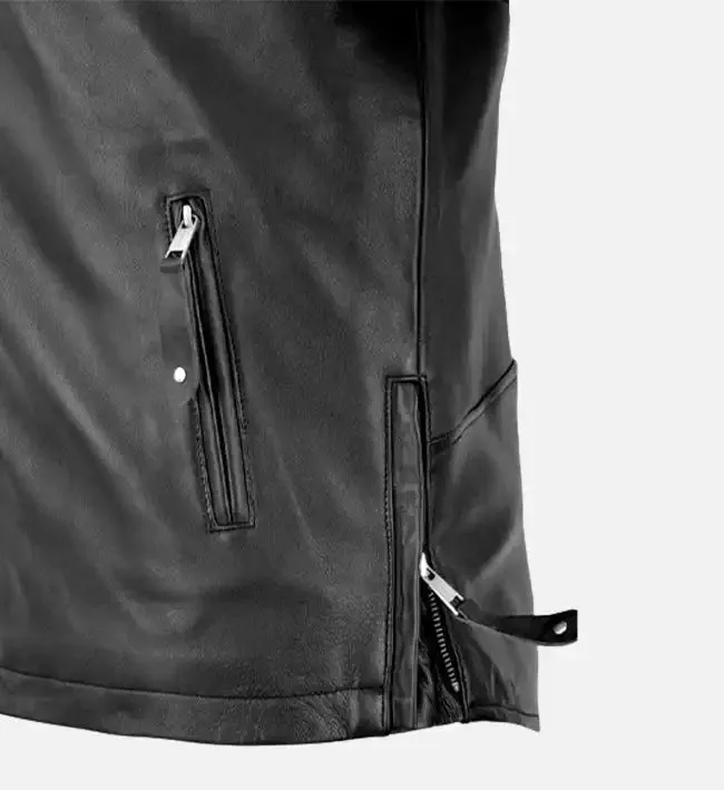 Men's Slim Fit Black & White Leather Jacket