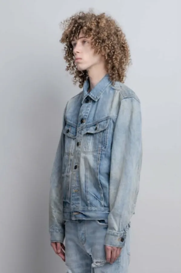 Neon Denim Dylan Jacket - Light Wash Repair
