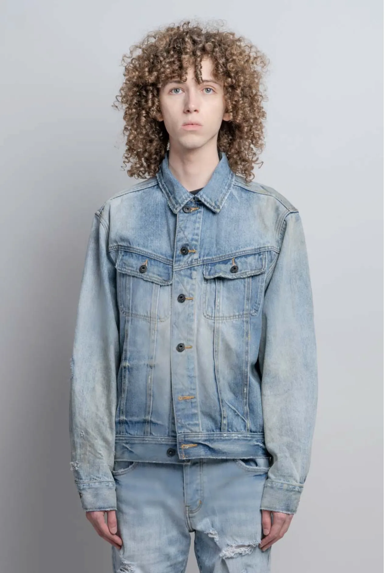 Neon Denim Dylan Jacket - Light Wash Repair