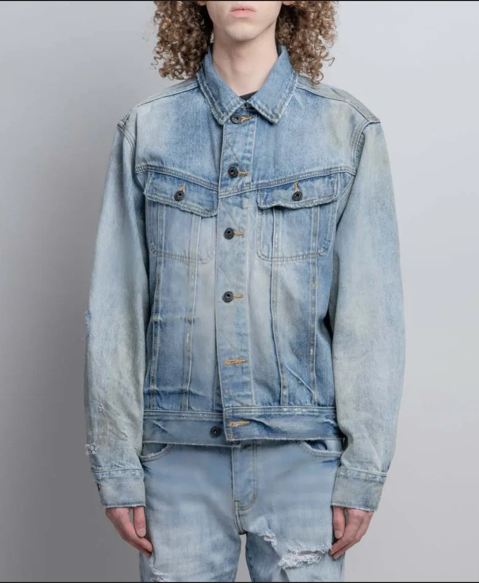 Neon Denim Dylan Jacket - Light Wash Repair