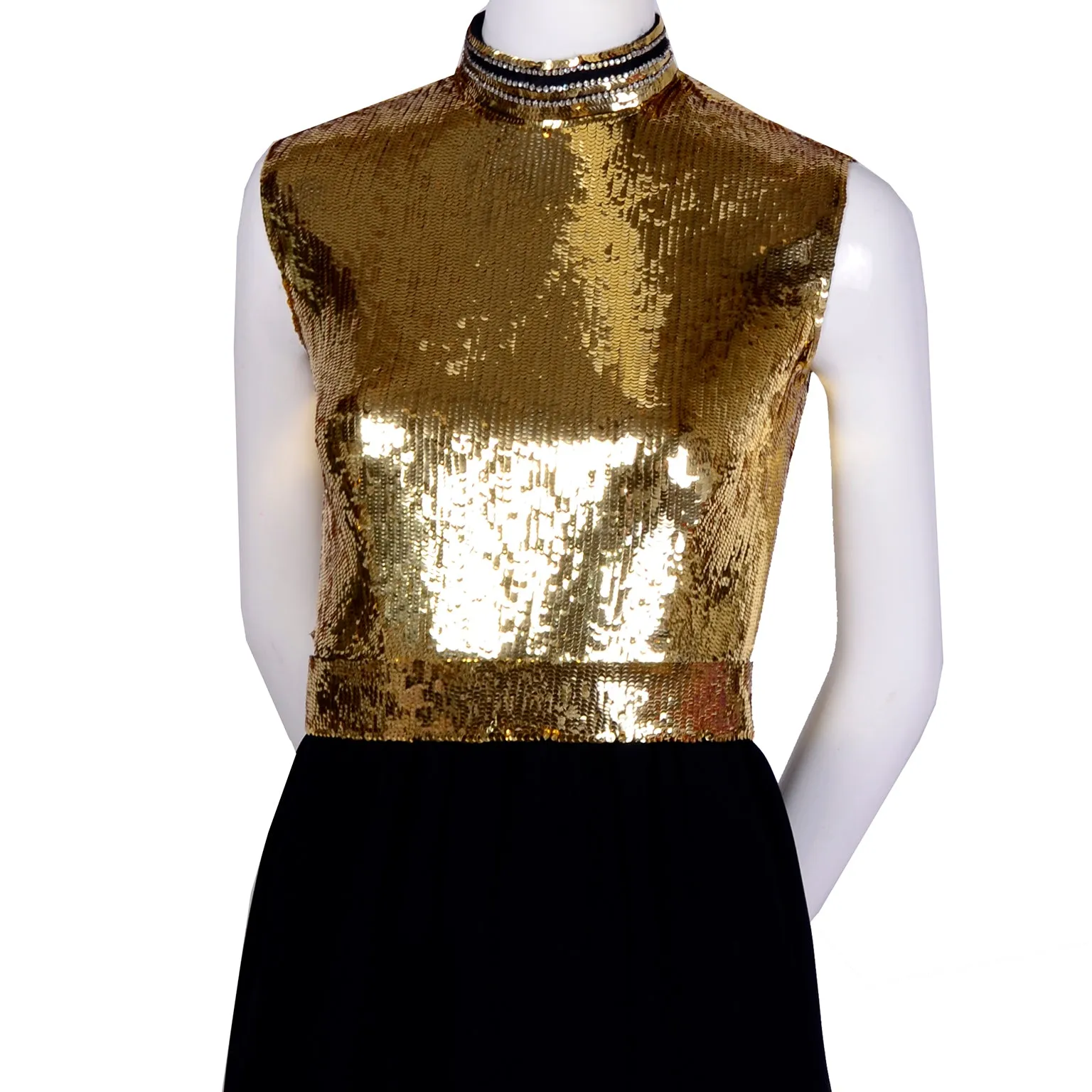 Norman Norell Gold & Black Vintage Evening Dress w/ Jacket