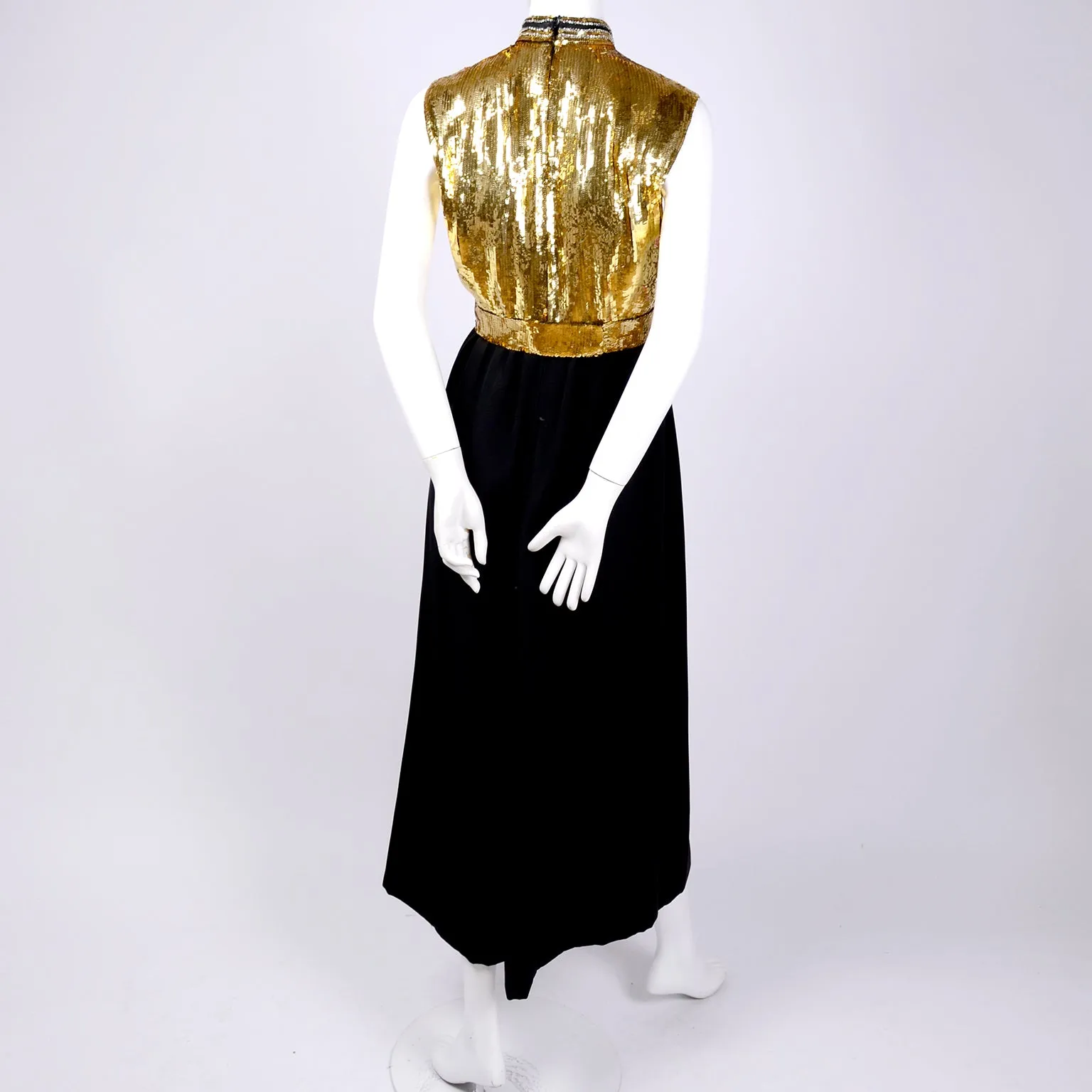 Norman Norell Gold & Black Vintage Evening Dress w/ Jacket