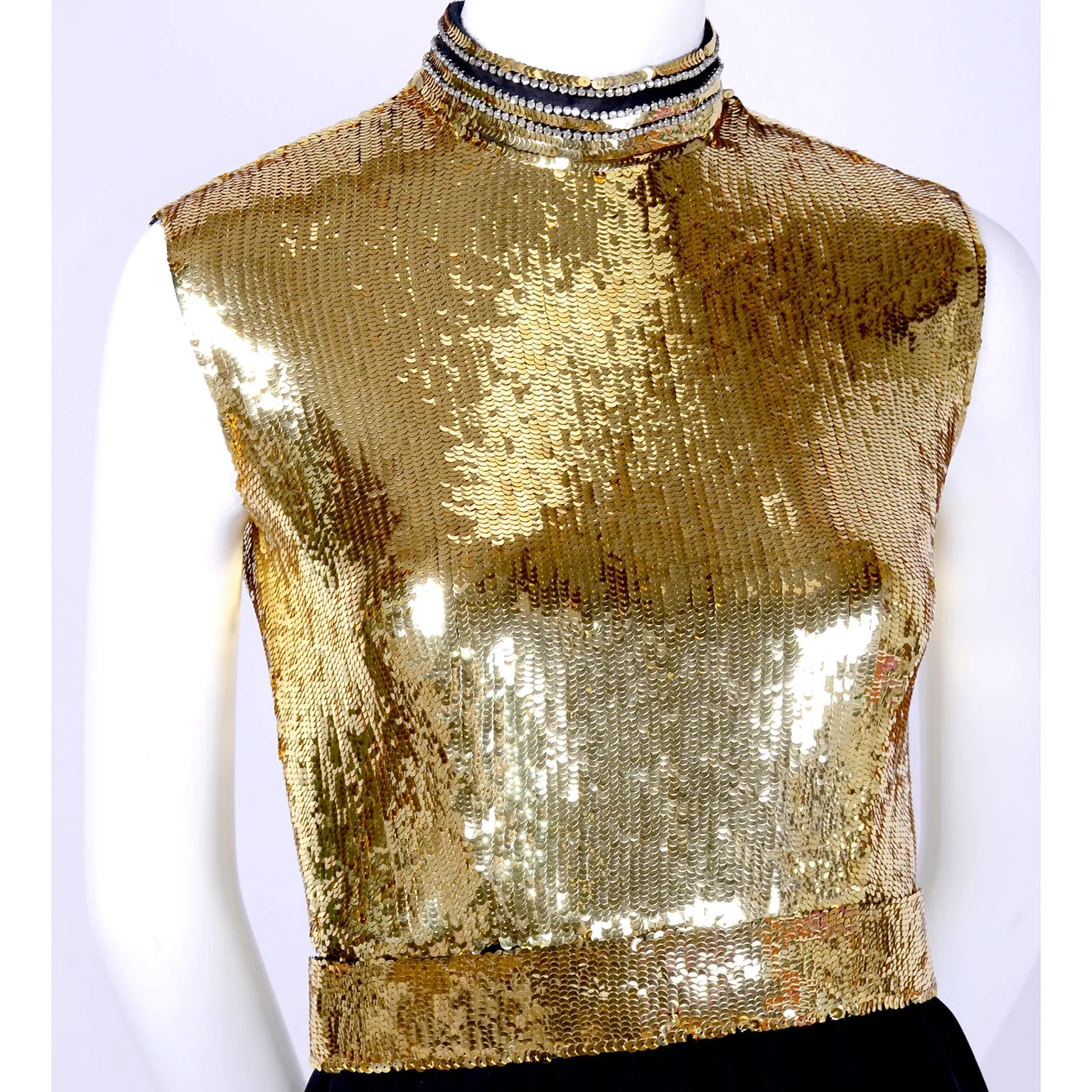 Norman Norell Gold & Black Vintage Evening Dress w/ Jacket