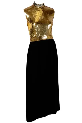 Norman Norell Gold & Black Vintage Evening Dress w/ Jacket