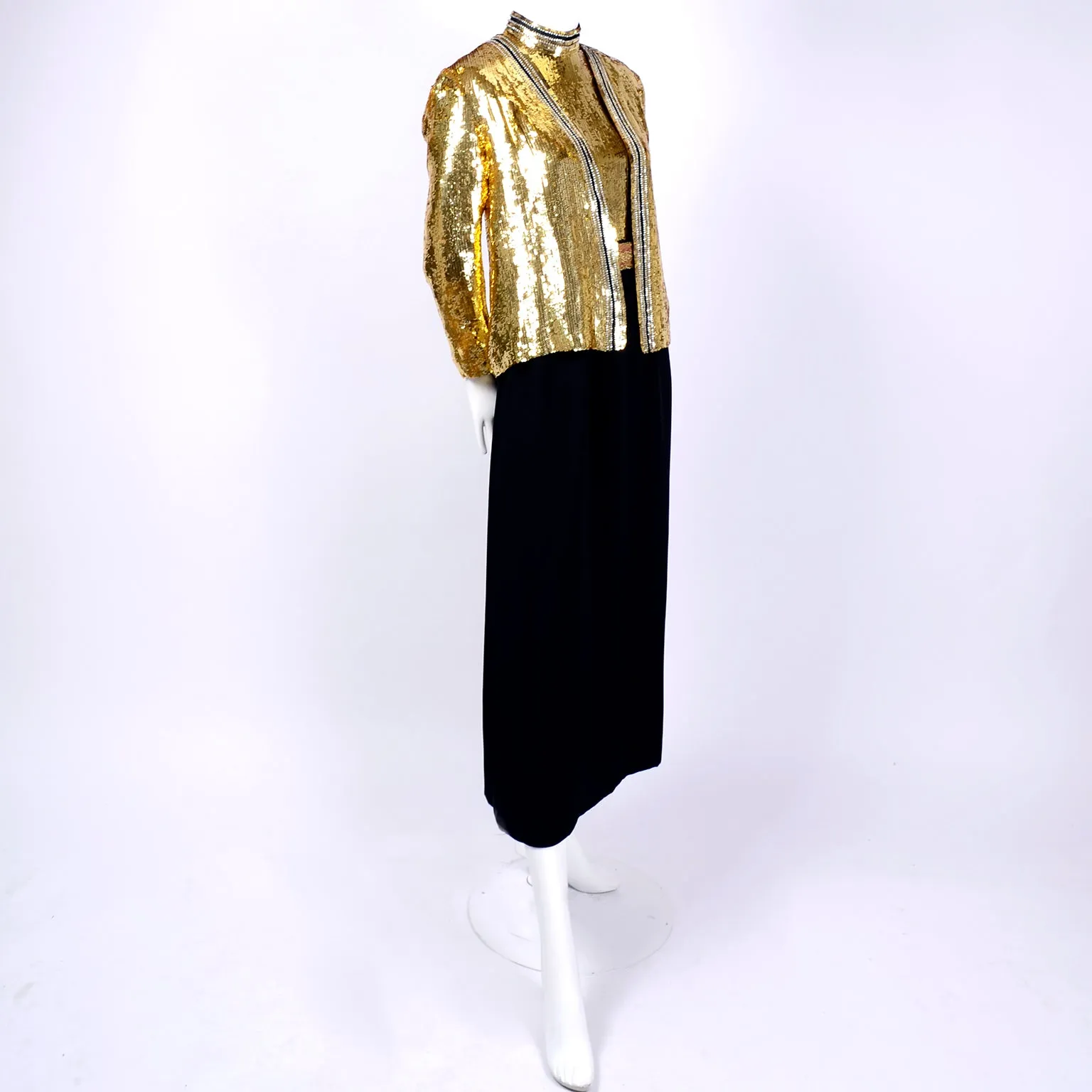 Norman Norell Gold & Black Vintage Evening Dress w/ Jacket