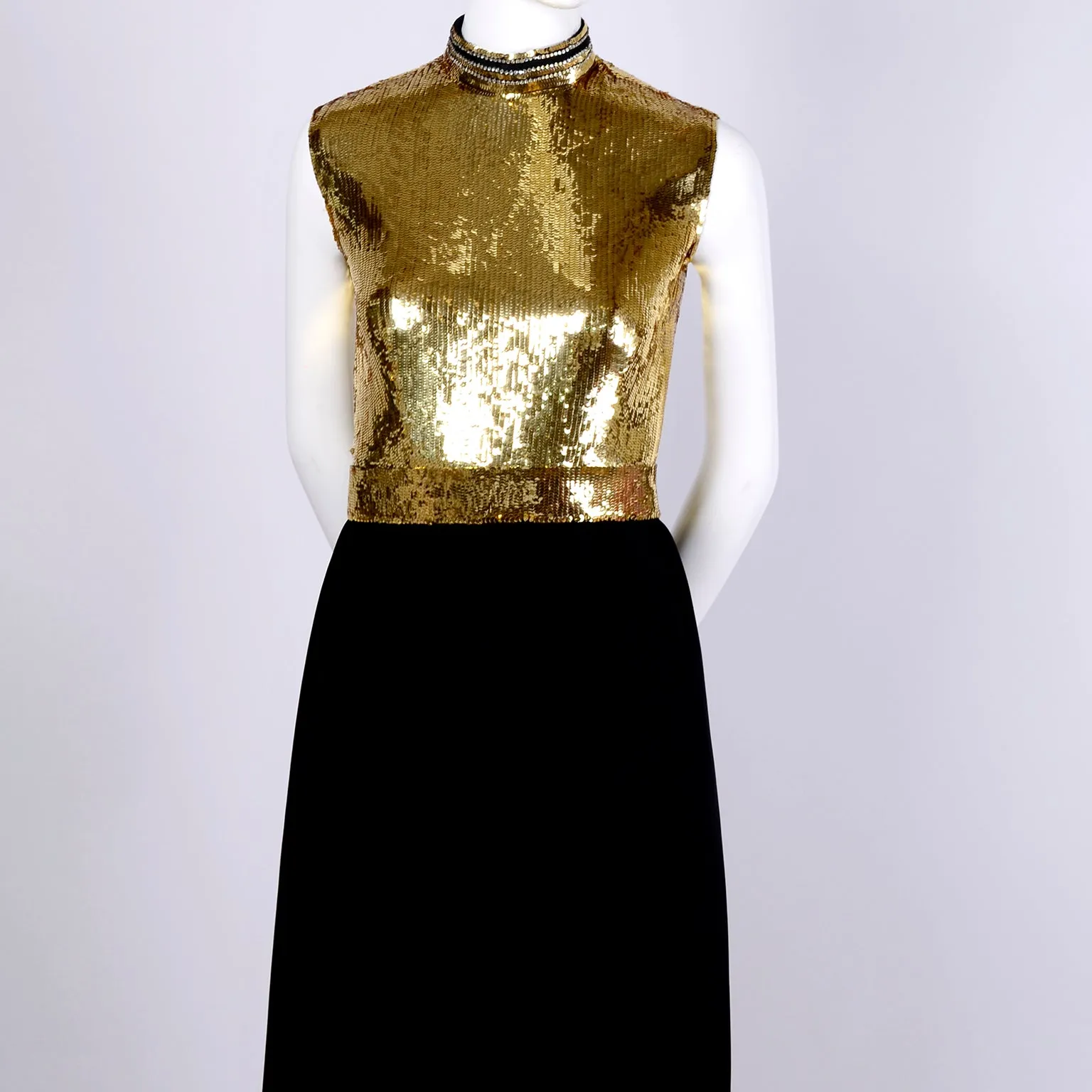 Norman Norell Gold & Black Vintage Evening Dress w/ Jacket