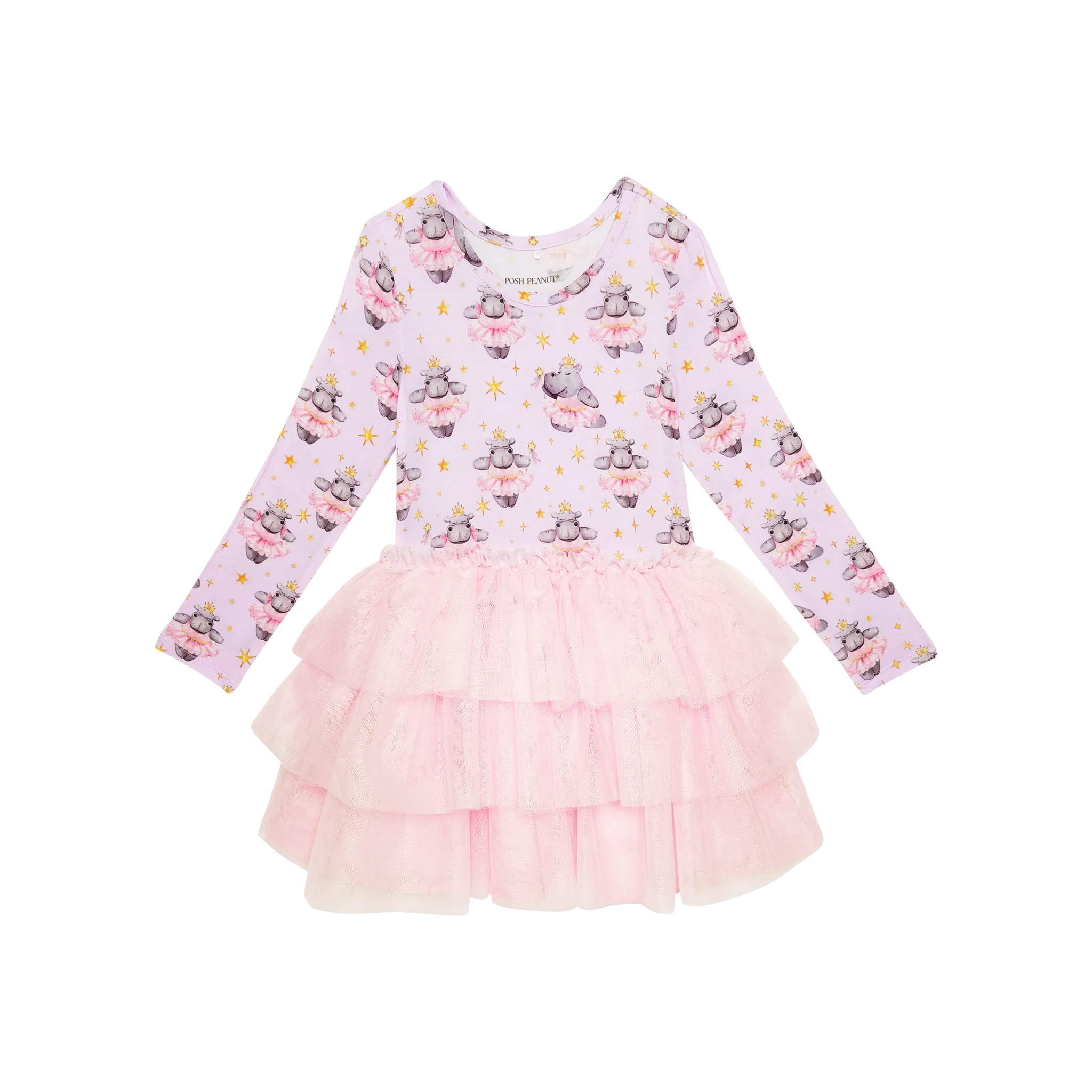 Posh Peanut Philomena Long Sleeve Tulle Tiered Dress